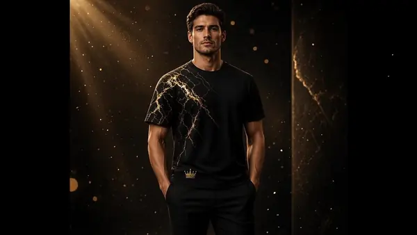 Altın Mermer T-Shirt · Erkek